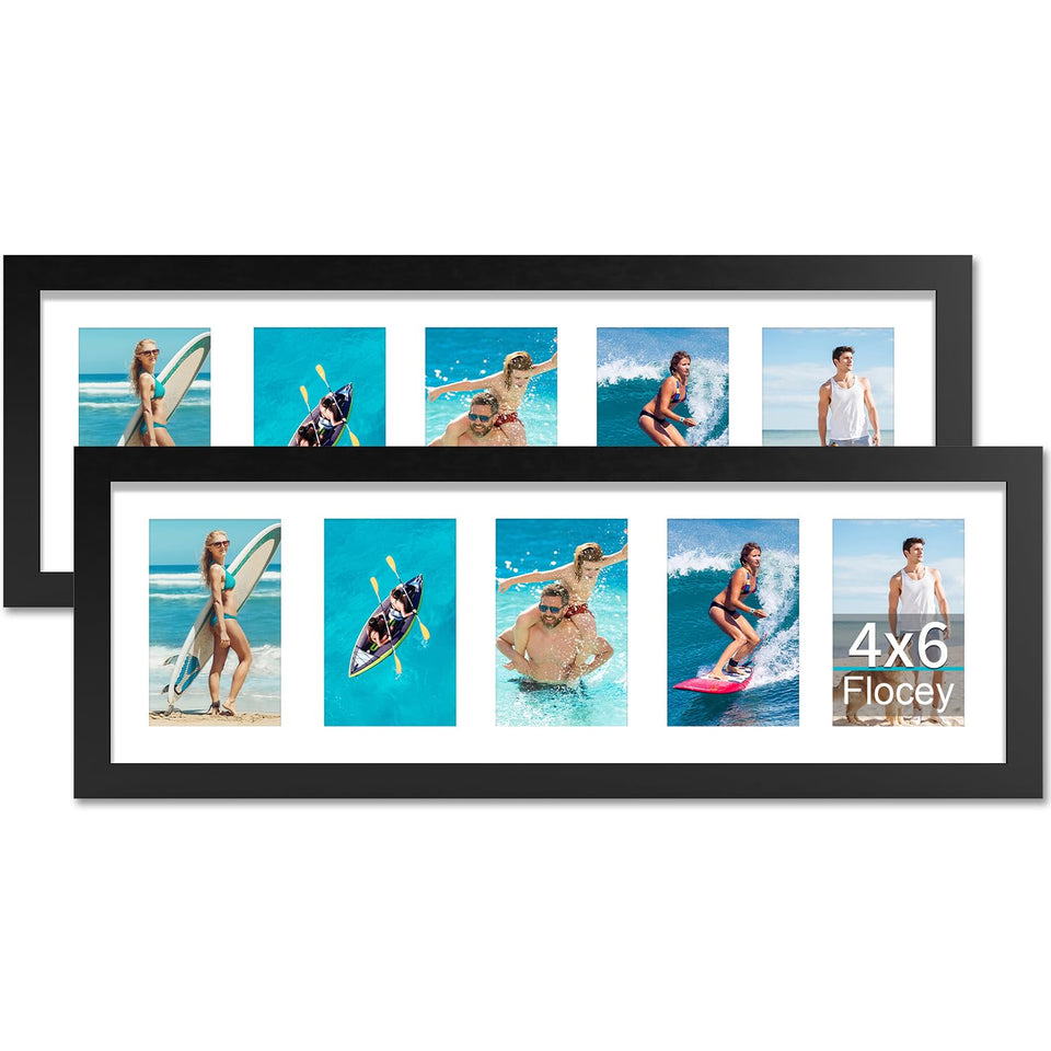 Flocey 8x24 frame front view with tempered glass for crisp photo display.