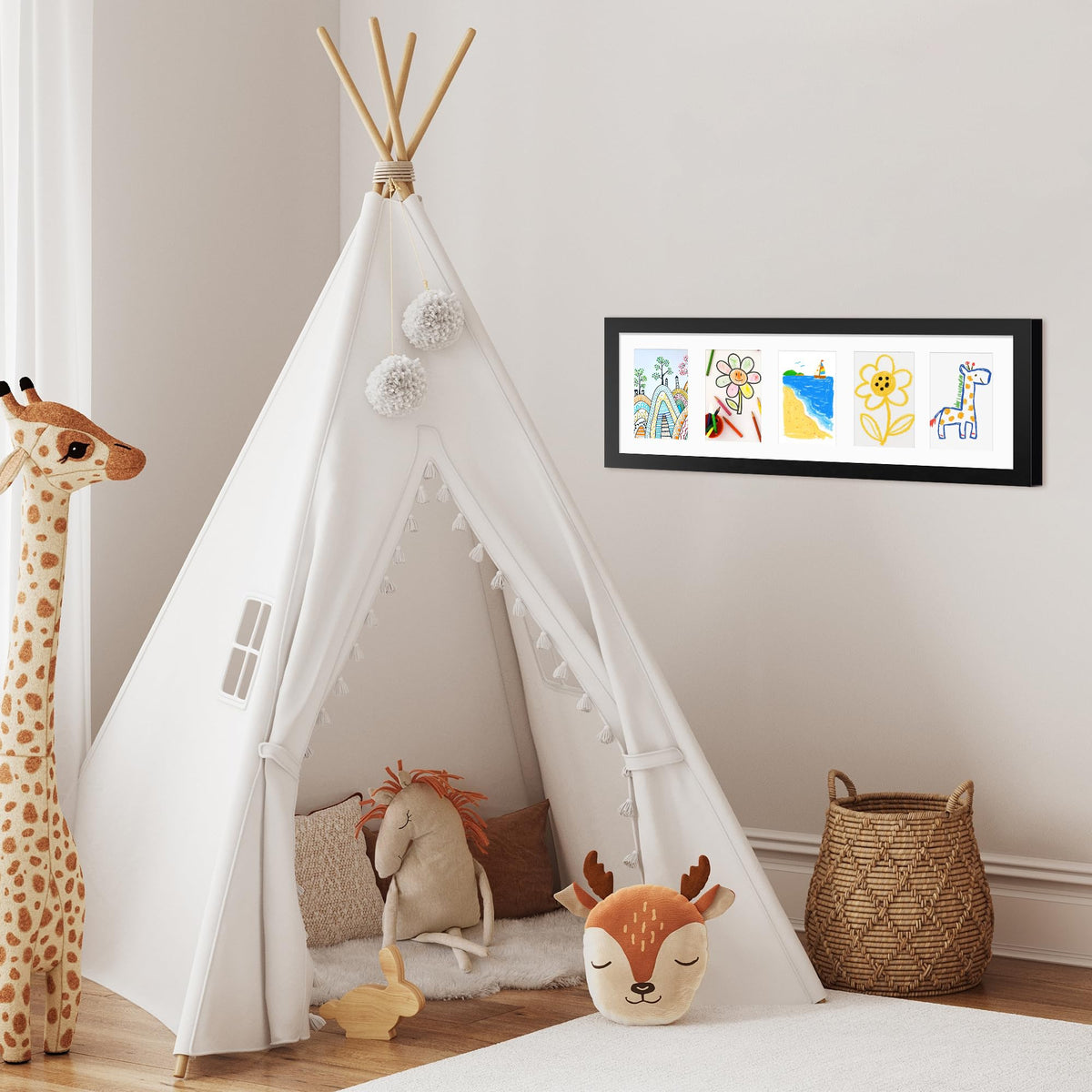 Flocey 8x24 frame mat opening for secure 4x6 photos.