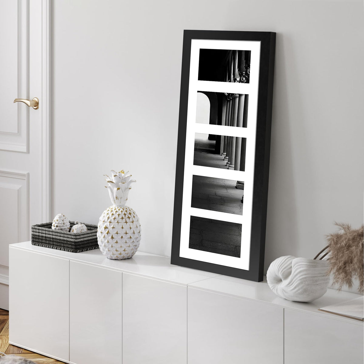 Flocey frame with removable mat option for larger displays.