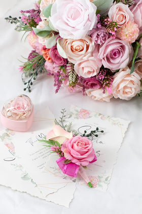 Floinla artificial calla lily and velvet rose design highlights premium craftsmanship.