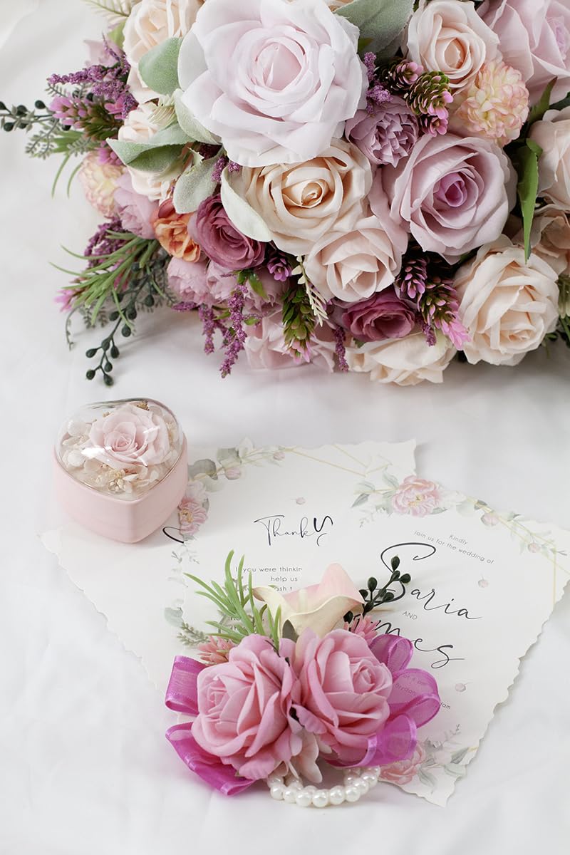 Floinla boutonniere includes pin and clip for secure attachment to suits.
