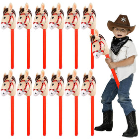 FLOMO-YDQ 37-inch inflatable stick horse head for portable Western party fun.