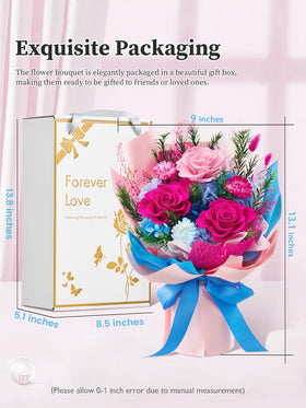 Flomoon blue forever-roses bouquet ready for gifting and celebration.