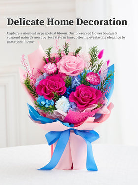 Flomoon blue preserved flowers on display for elegant home styling.