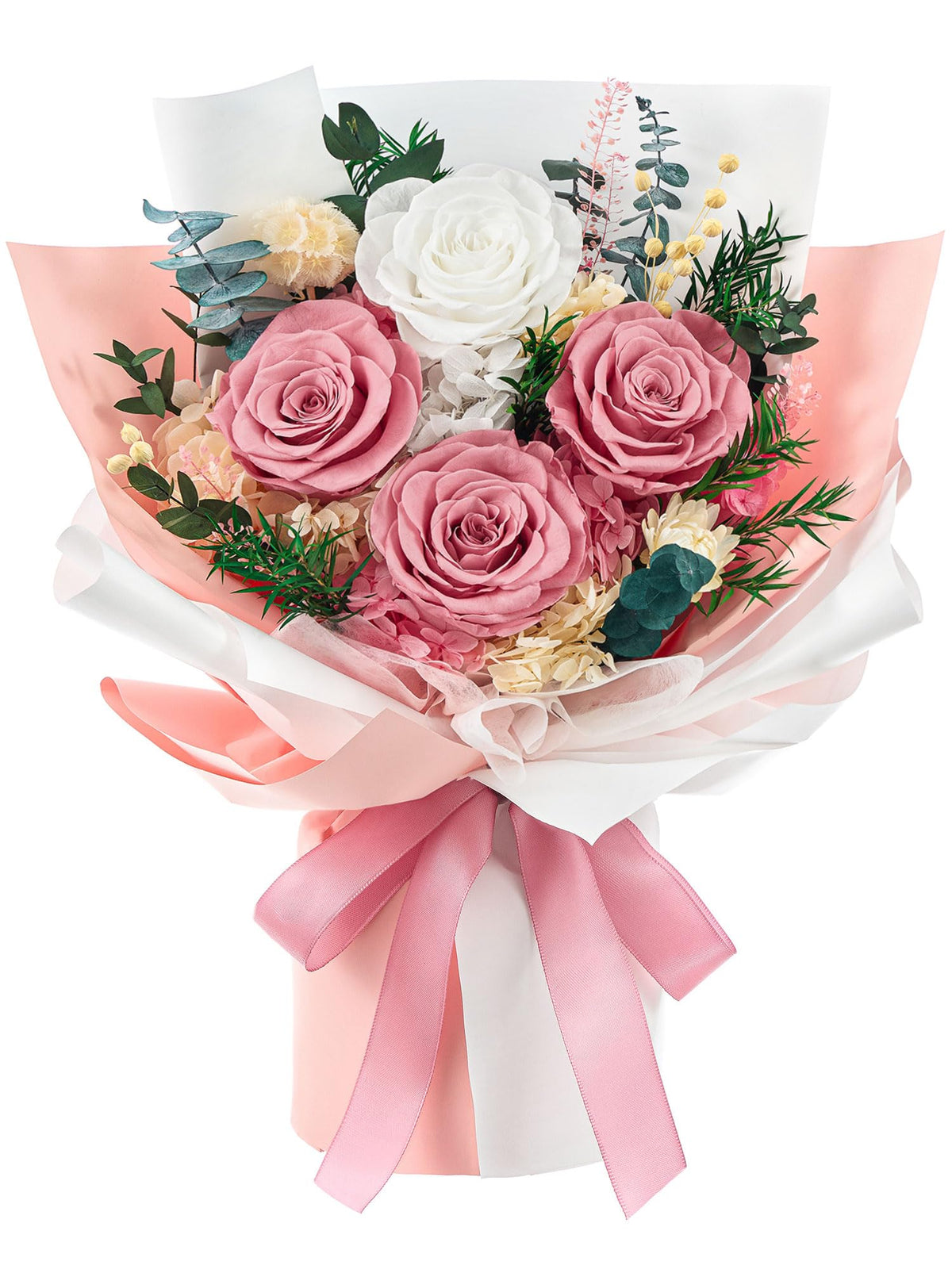Flomoon Forever Flowers bouquet in dusty pink for long-lasting beauty in any room