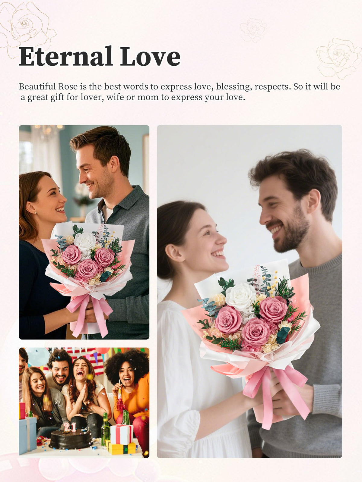 Flomoon forever flowers requiring no watering or sunlight, easy care