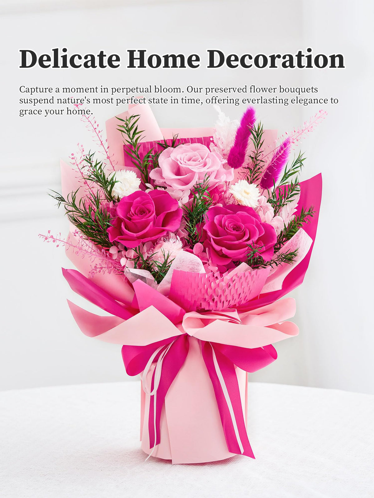 Flomoon long-lasting real roses, durable centerpiece