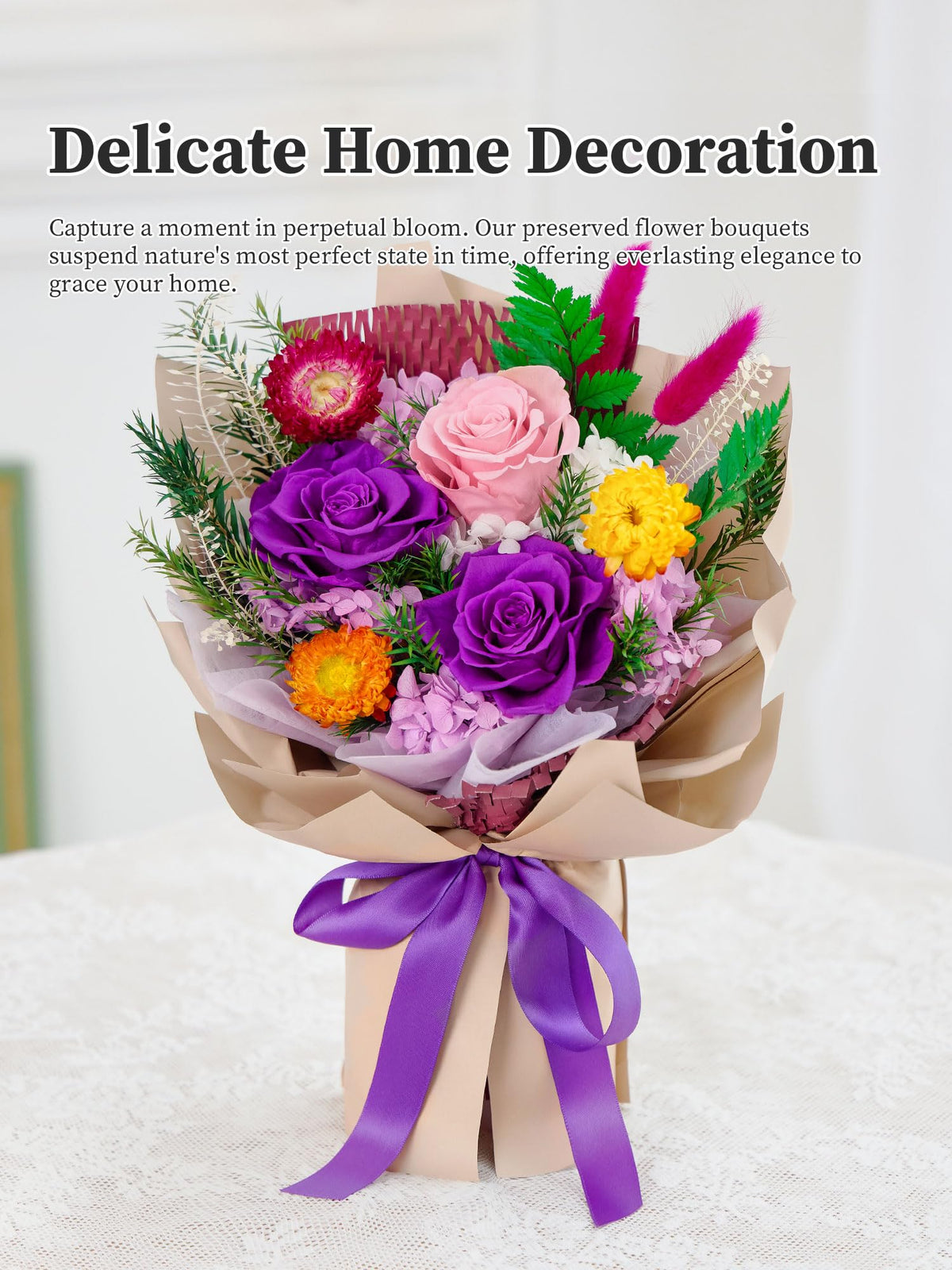 Flomoon low-maintenance forever flowers, no watering needed, year-long charm.