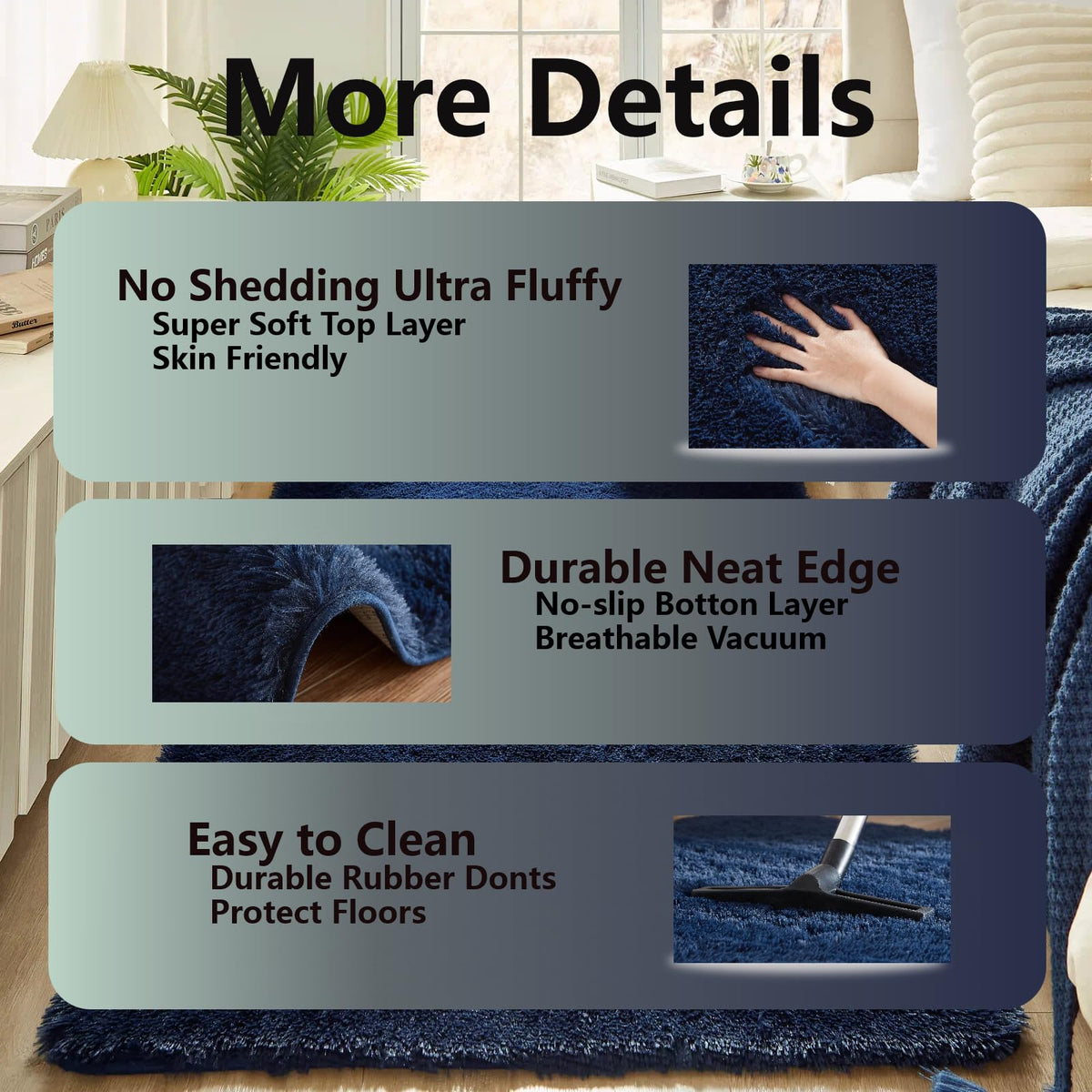 Floralux cozy living room and bedroom rug with plush pile