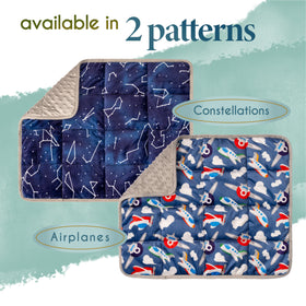 Florensi 3 lb comfort pad packs easily into bags with blue constellation pattern