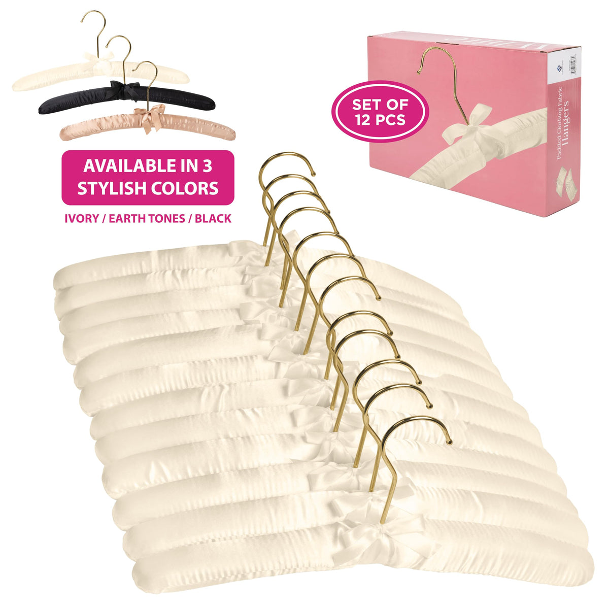 Elegant Florida Brands satin hangers enhancing daily wardrobe display.