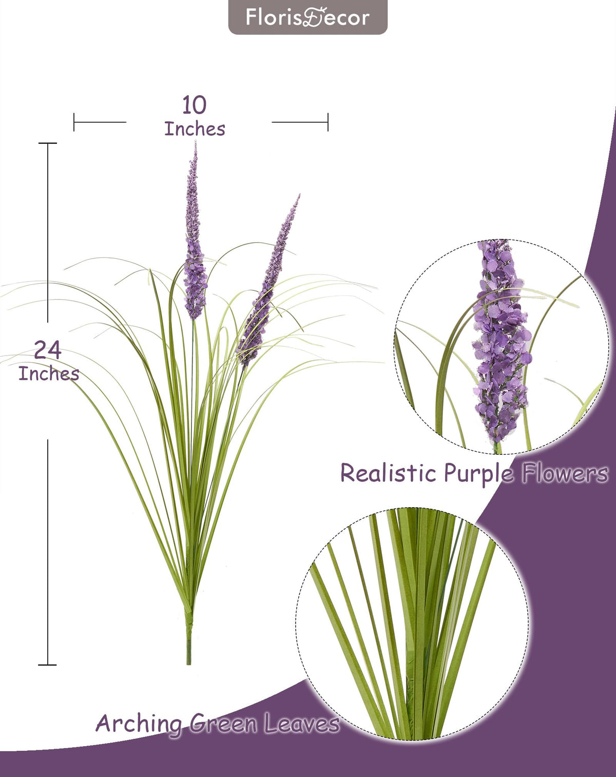 FlorisDecor faux lily turf purple flower spikes brighten edging