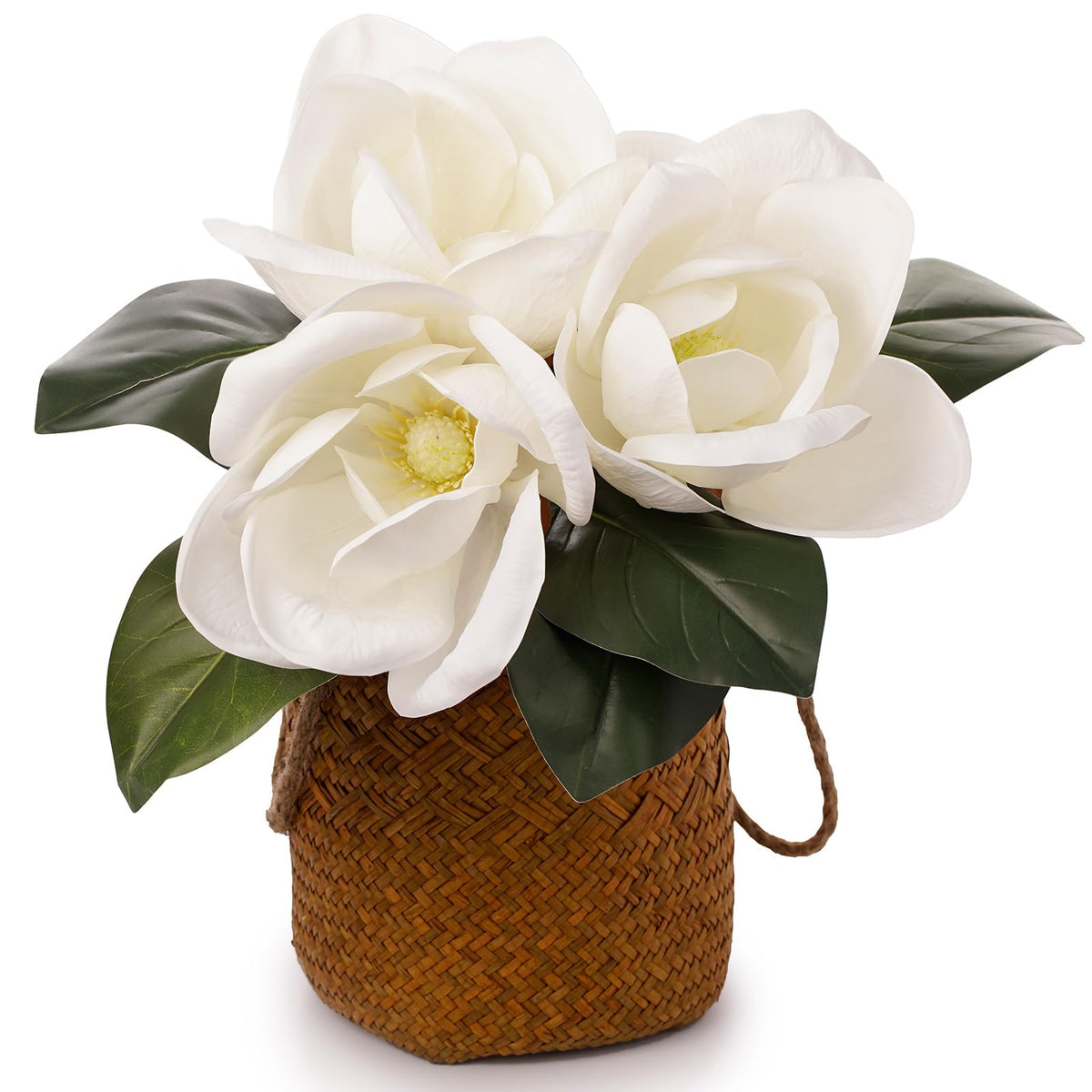 FlorisDecor large 6-inch magnolia flower real touch fabric for a bold, lifelike focal point.
