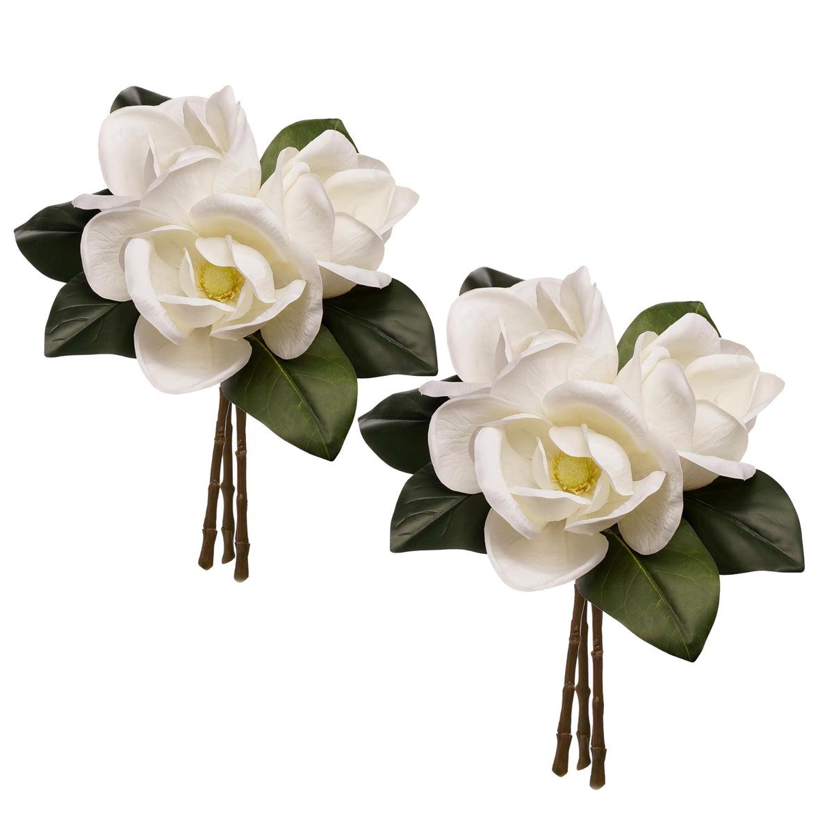 FlorisDecor real touch magnolia six-stem arrangement adds lifelike vase appeal