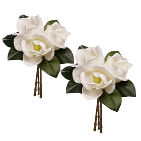 FlorisDecor real touch magnolia six-stem arrangement adds lifelike vase appeal