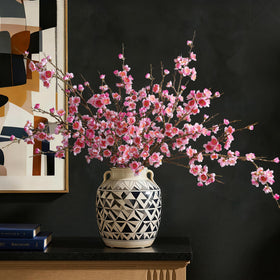 Florisso pink cherry blossom branch close-up with silk petals for DIY arrangements