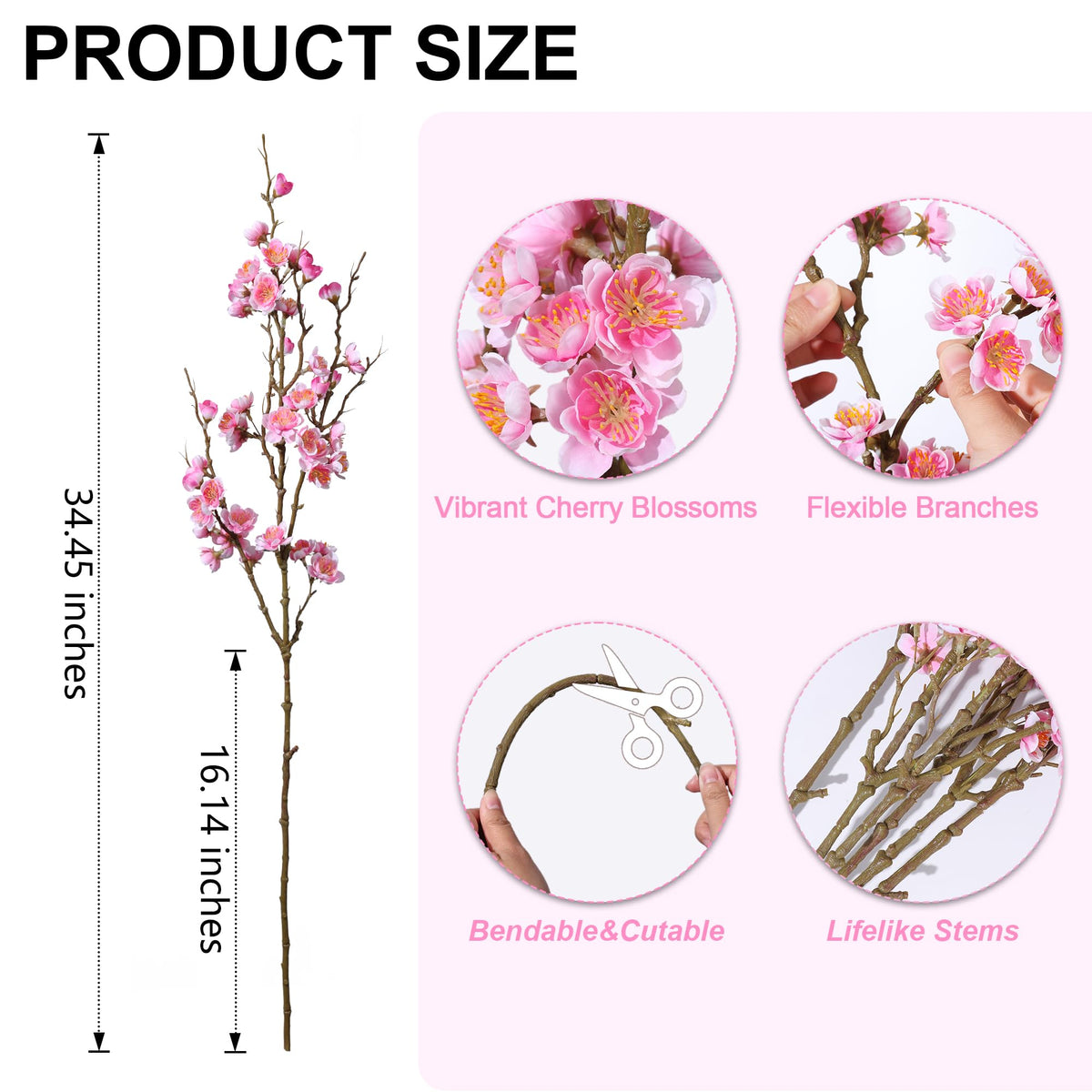 Florisso 34.45-inch cherry blossom branch ready for centerpiece design