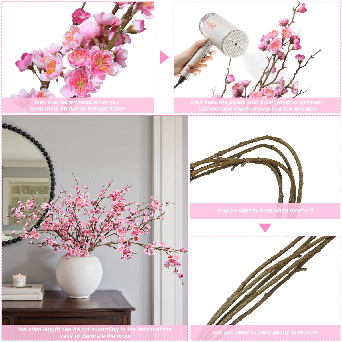 Florisso six-pack cherry blossom branches for versatile indoor decor