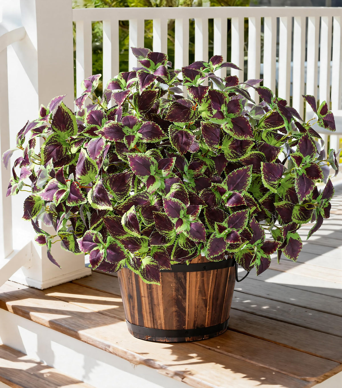 Florisso artificial coleus leaves provide lasting color for outdoor porches