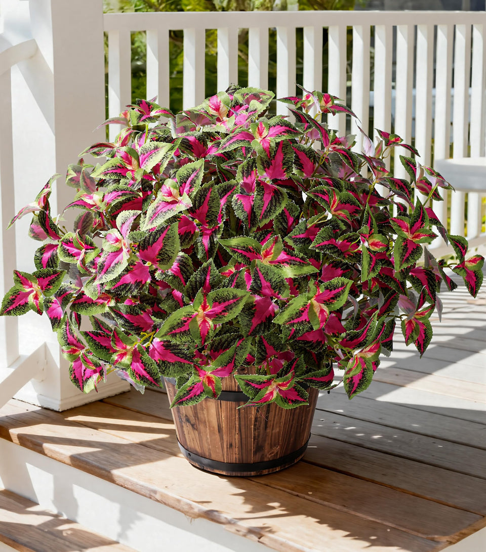 Florisso artificial greenery red coleus 5-pcs ideal for porch accents.