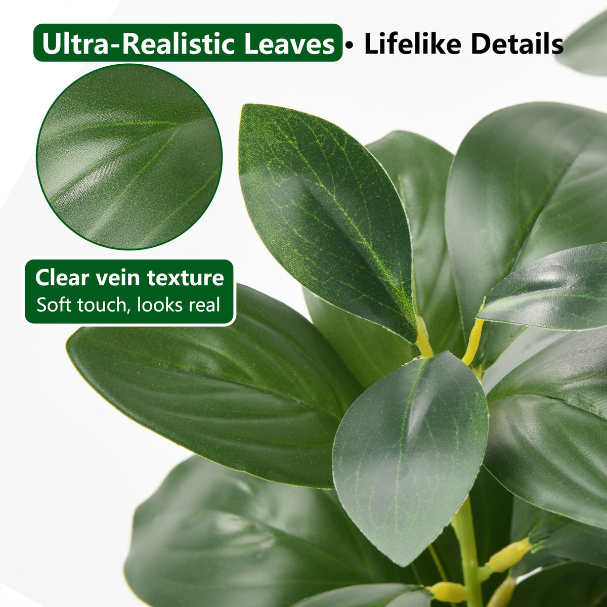 Florisso black-and-white-striped-cement-planter anchors the fig leaf plant with modern contrast.