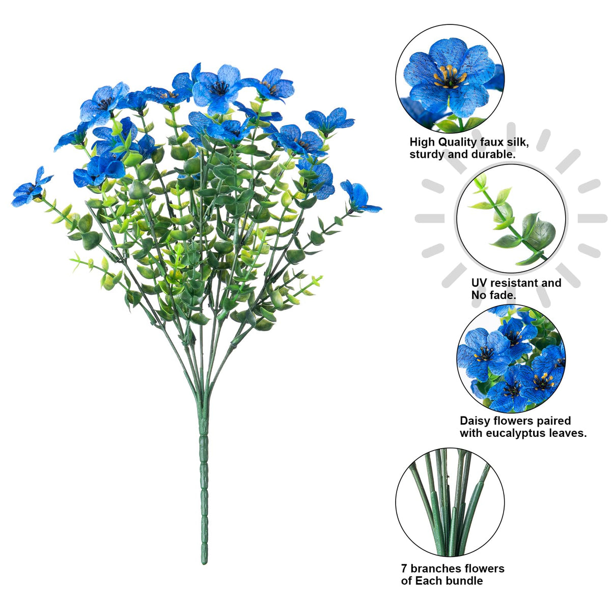 Florisso daisy flowers eucalyptus combo brings natural charm to indoor and outdoor decor.