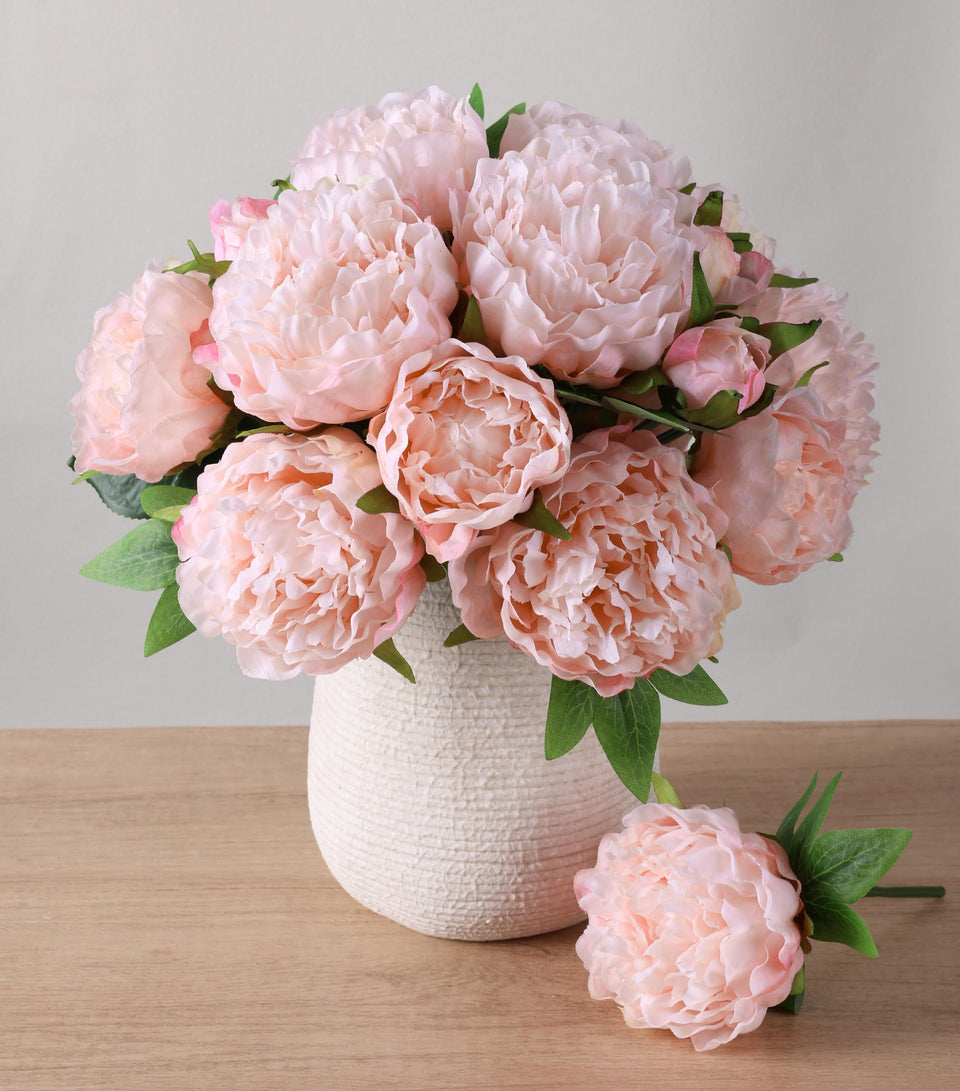 Florisso Light Pink Peony 11-branch bundle displayed in a vase for elegant decor