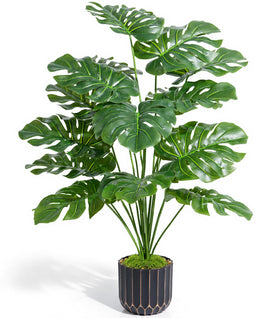 Florisso 28in artificial monstera plant with lifelike leaves for elegant indoor decor.