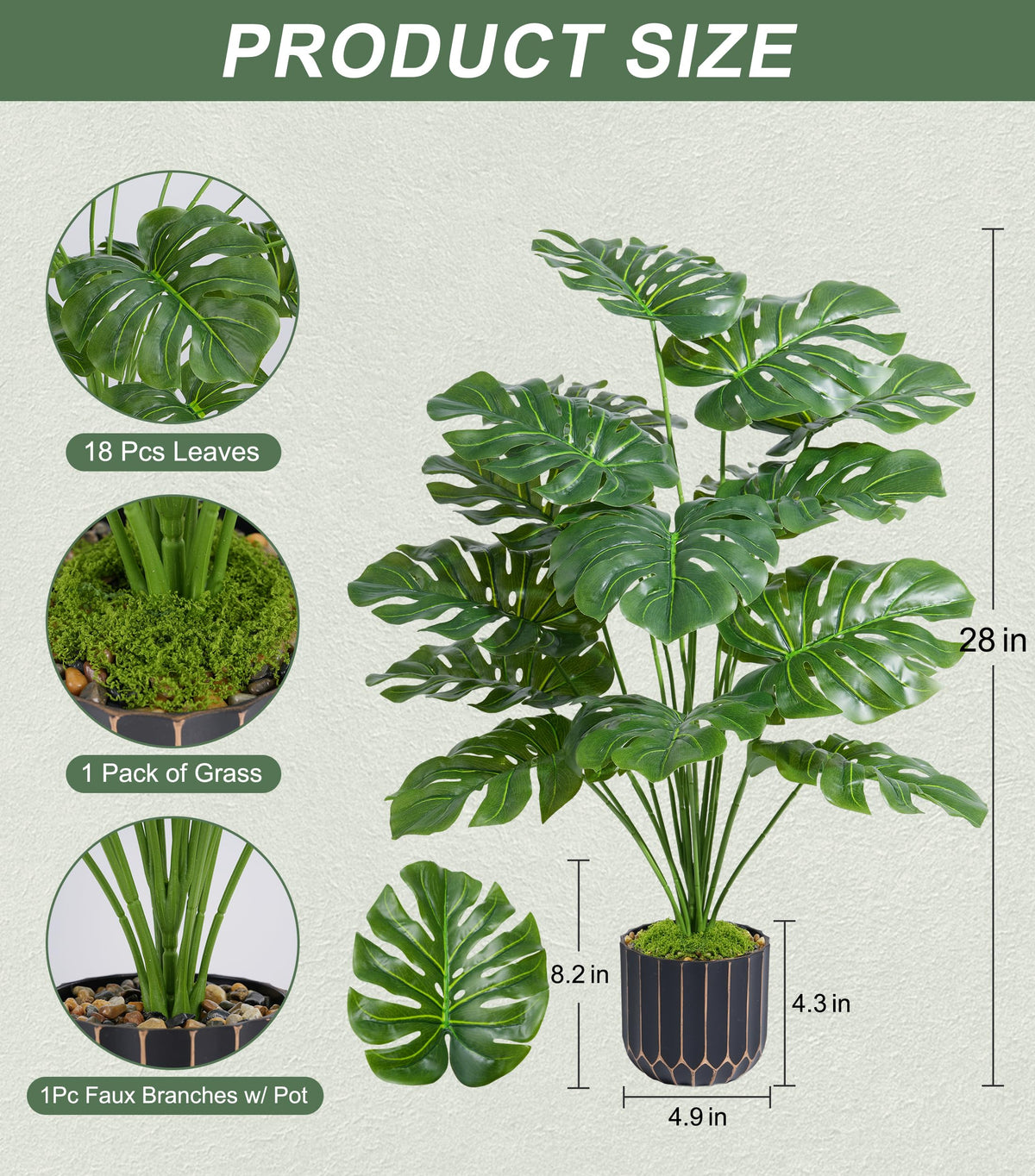 Florisso realistic monstera leaves highlight natural texture for a tropical vibe.