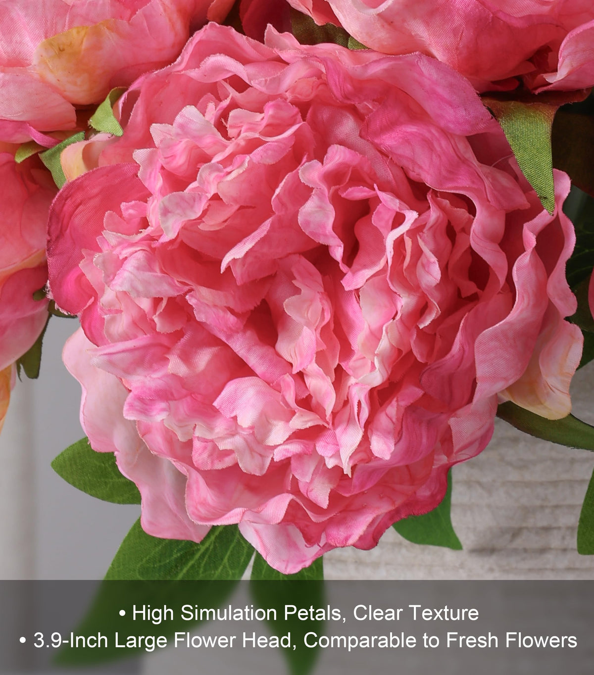 Florisso Pink Peony large bloom close-up showing lifelike petals