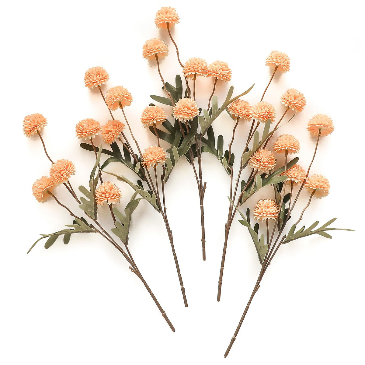 Floroom apricot peach faux silk mums bundle adds soft texture to wedding centerpieces.