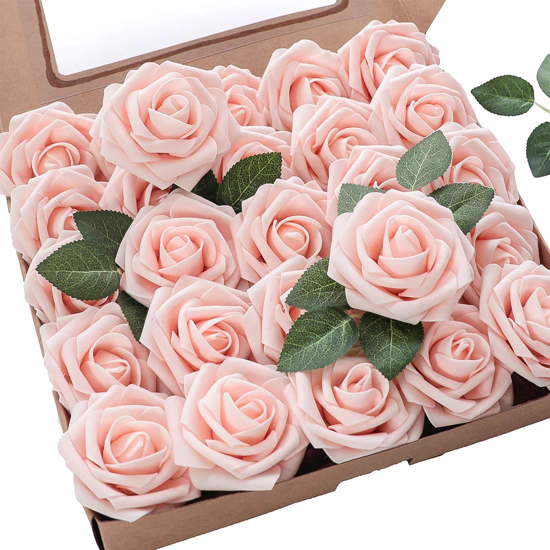 Floroom artificial roses 50pcs blush foam rose bouquet, DIY arrangements.