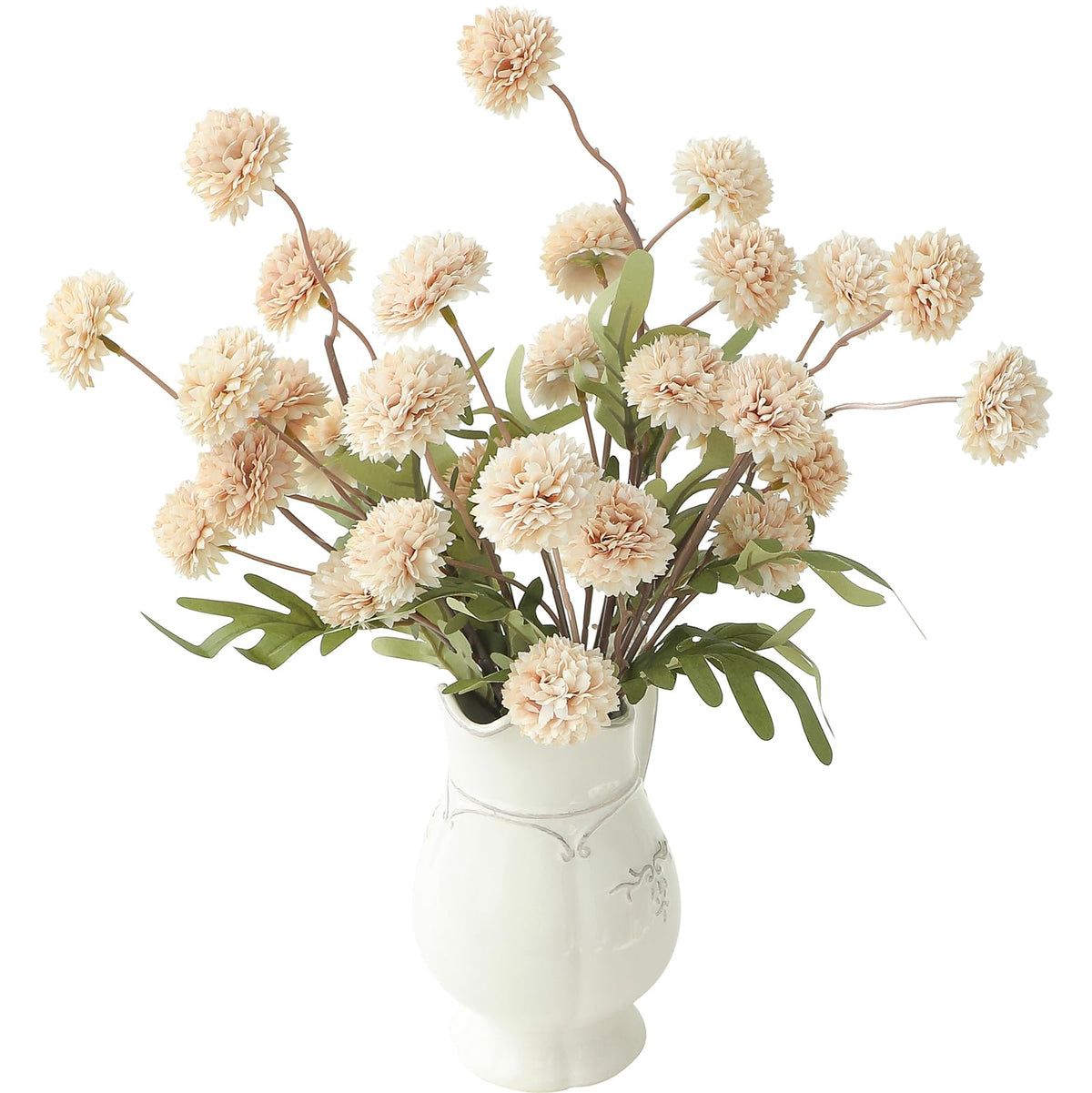Floroom beige faux silk mums bundle with stems for realistic wedding bouquets.