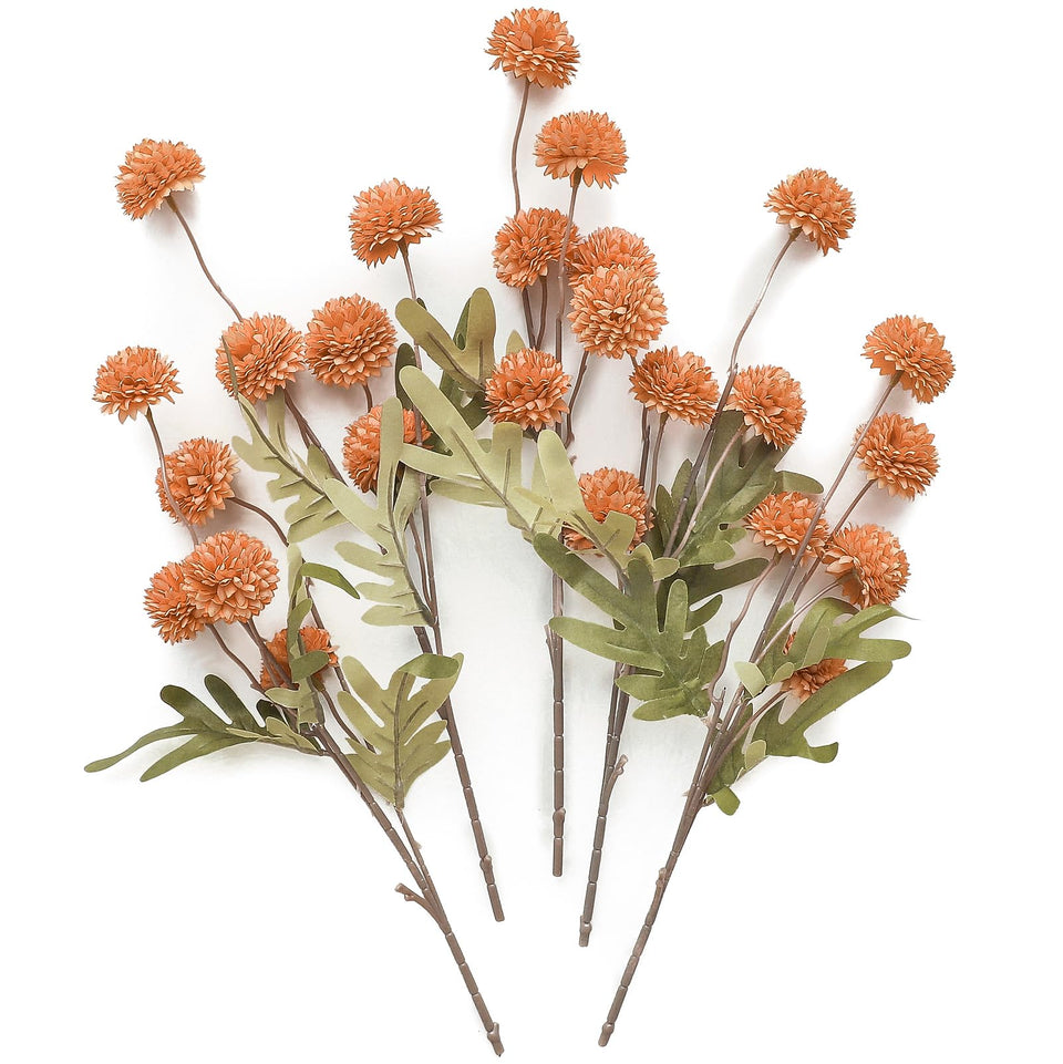 Floroom burnt orange faux silk mums with stems for lifelike mini chrysanthemums in centerpieces