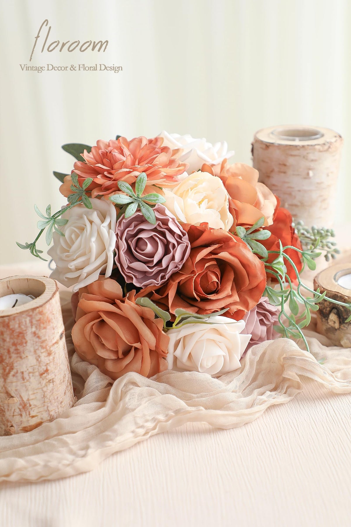 Floroom champagne peonies with amber roses for warm focal accents