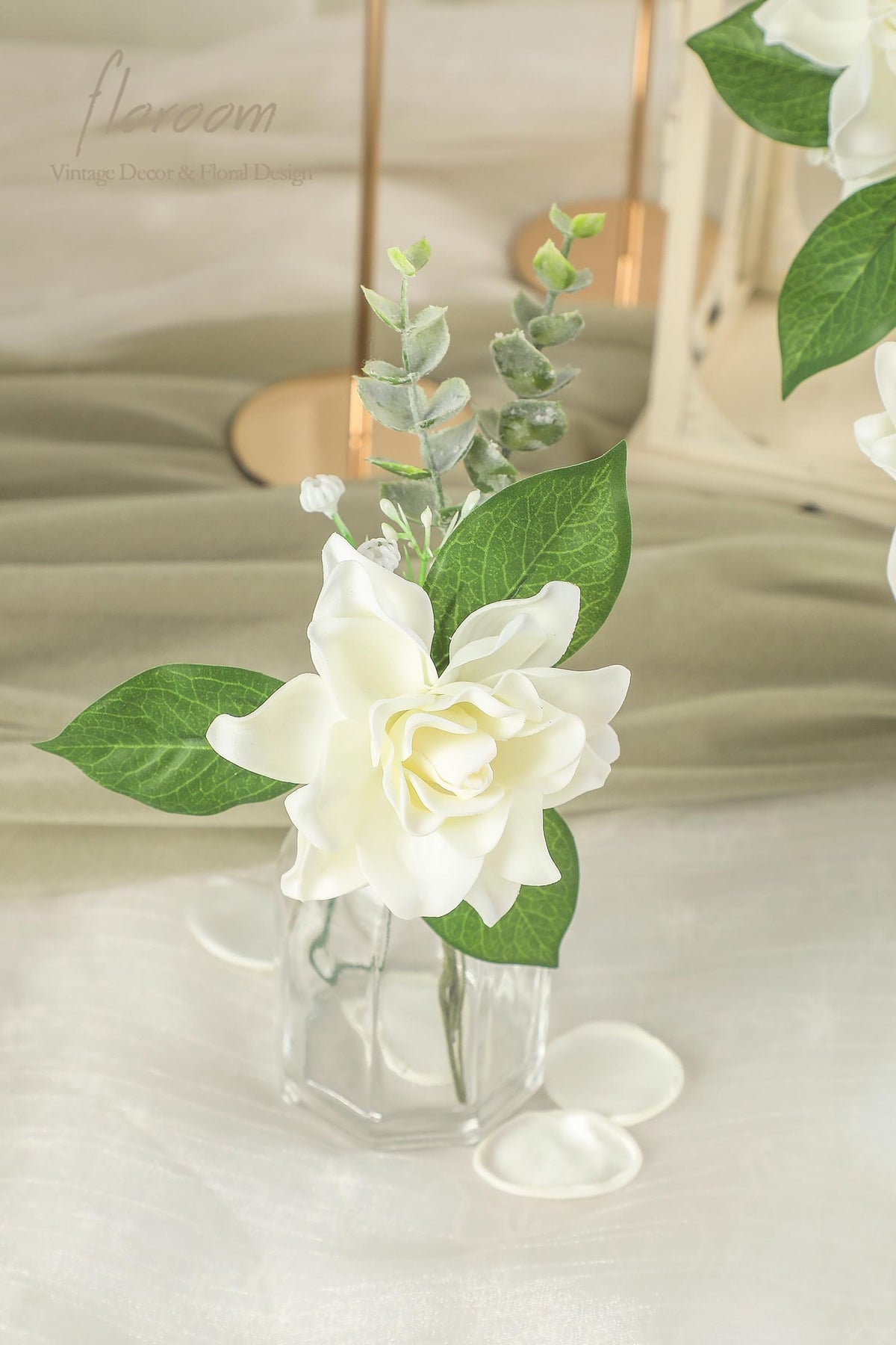 Floroom gardenia centerpiece idea for weddings and events