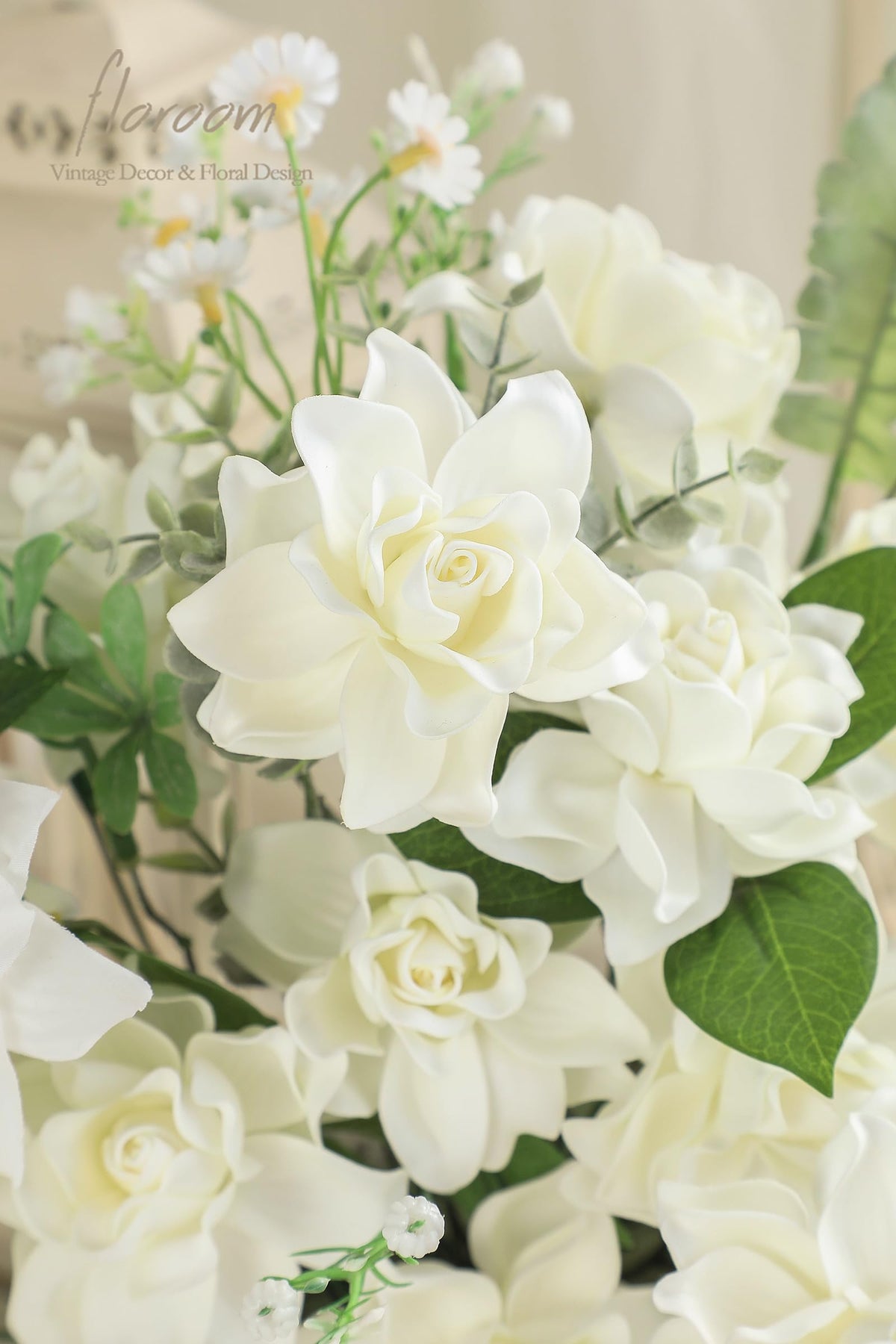 Floroom ivory gardenia head close-up showing realistic texture