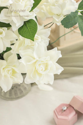 Floroom ivory gardenia bouquet accents for home decor