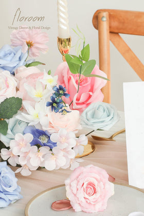 Floroom guest table centerpiece with lifelike blooms for timeless decor.