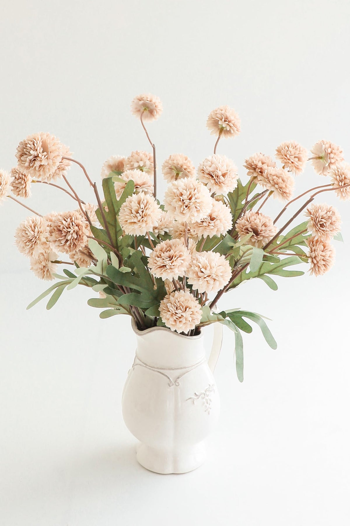 Floroom beige faux mums ideal for home decor and wedding decor projects.