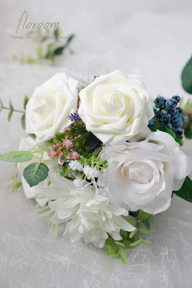 Floroom Ivory Foam Rose bouquet idea demonstrates simple DIY wedding decor