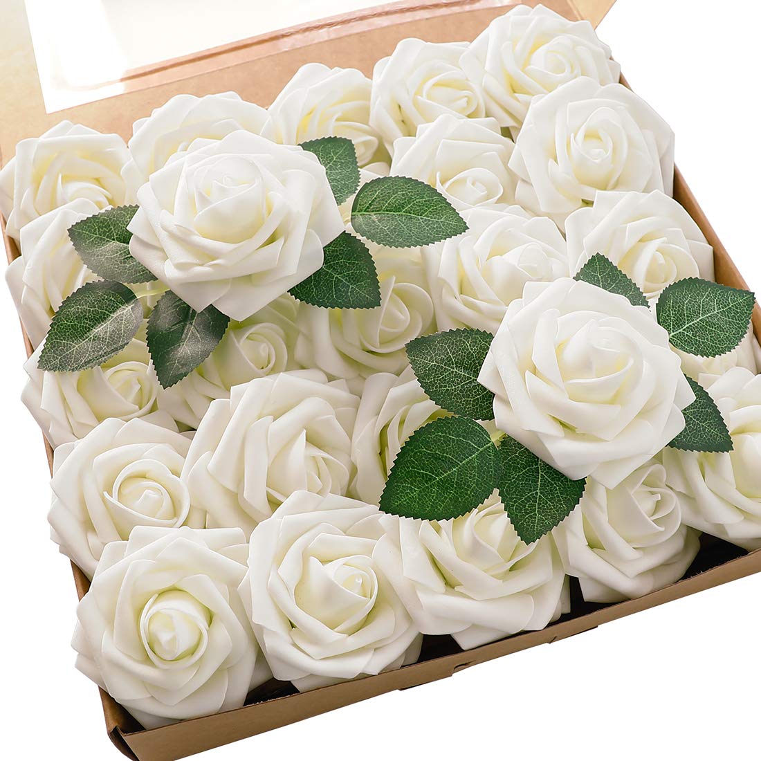 Floroom Ivory Foam Rose closeup highlights realistic petals for elegant decor