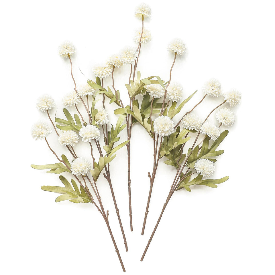 Floroom ivory faux silk mums close-up, realistic texture ideal for wedding centerpieces