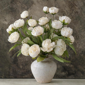 Floroom ivory peony bouquet with six-branch display for elegant decor.