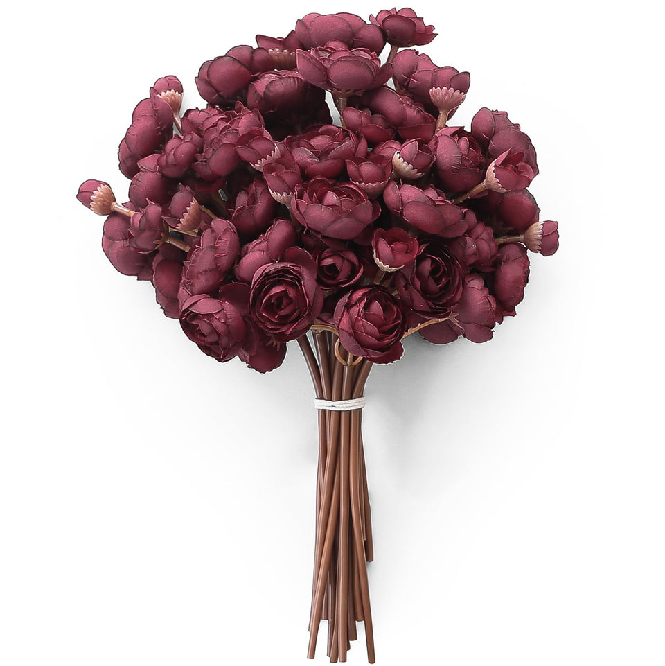 Floroom mini ranunculus burgundy 18pcs for wedding bouquets and table decor.