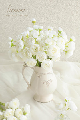 Floroom ivory mini ranunculus bloom detail for lush DIY arrangements.