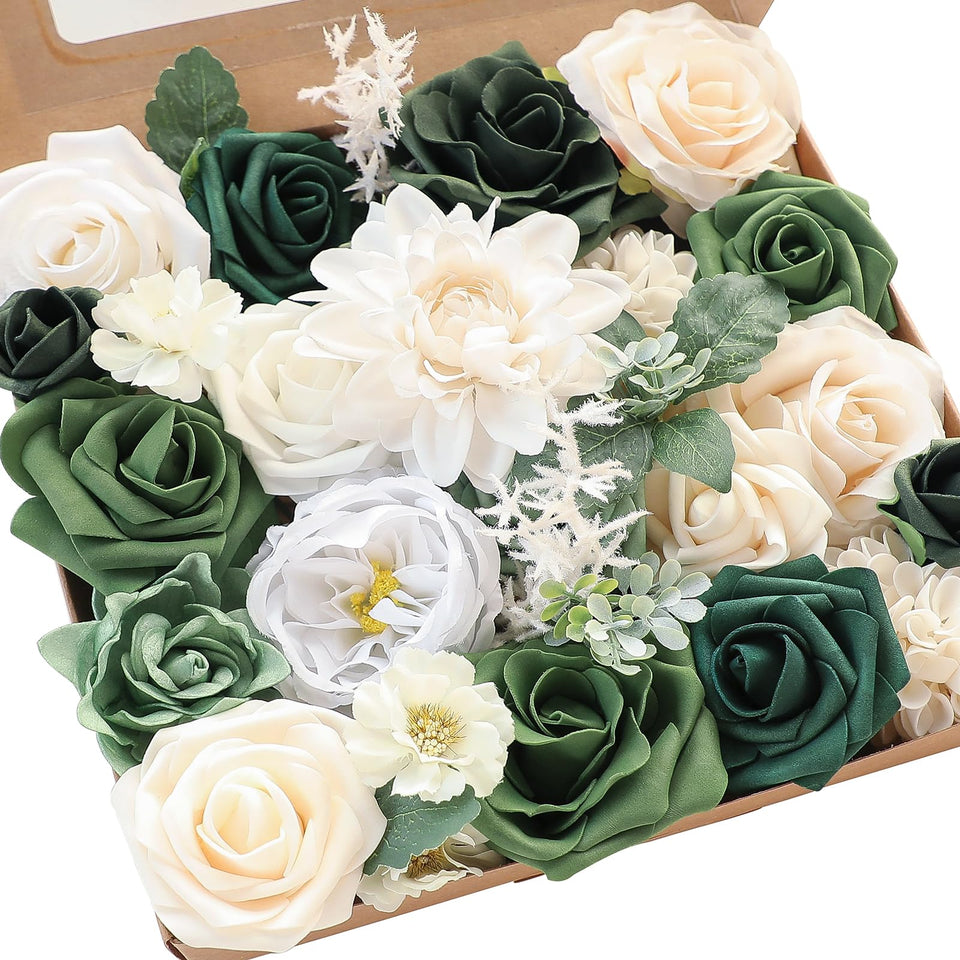 Floroom olive green artificial flowers for wedding bouquets and decor.