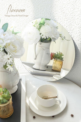 Floroom round mirror 12in suitable for baby showers and delicate displays.