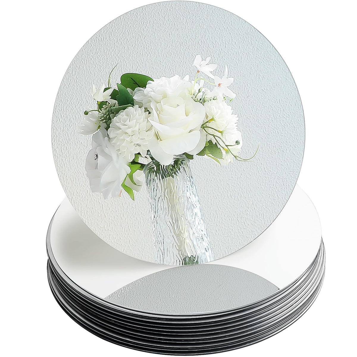 Floroom 12-inch round mirror for elegant centerpieces and reflective displays.