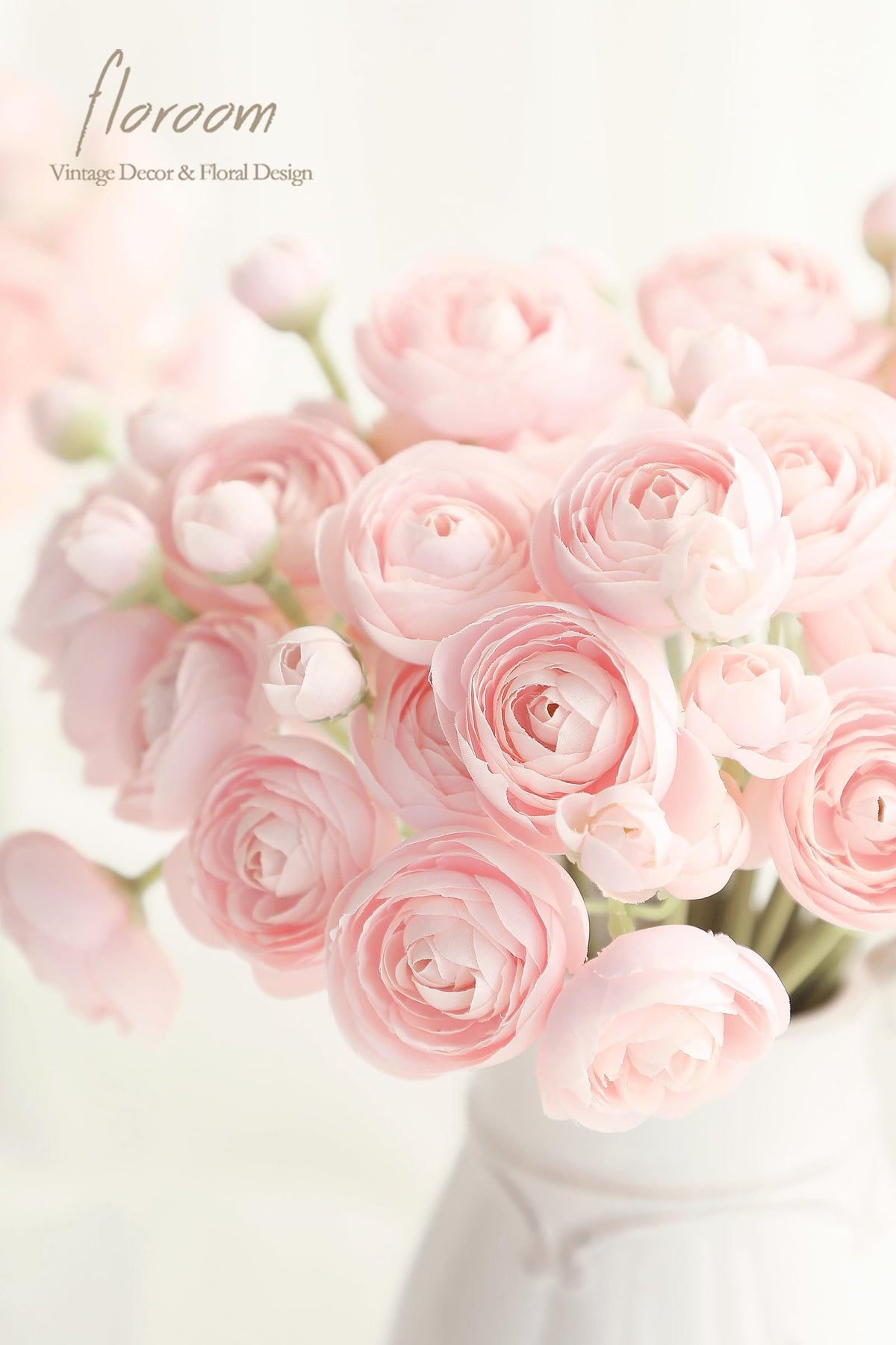 Soft silk ranunculus blush flowers for bridal decor